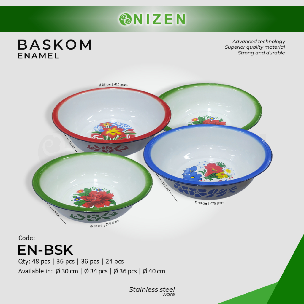 PROMO Baskom Enamel Bunga/Mangkok  Baskom Enamel Seng Kaleng Jadul Waskom Enamel
