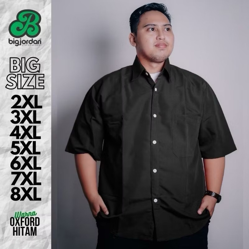Kemeja Polos Jumbo Pria - Ukuran Besar 5XL, 6XL, 7XL (LD 128-140 cm)