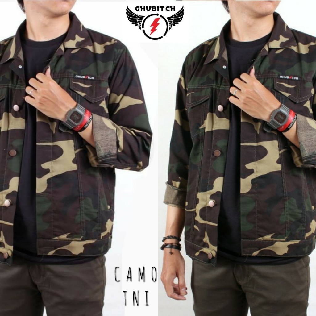 Jaket Camo Pria Army Loreng Canvas Twill Original Distro Jacket Loreng TNI High Quality