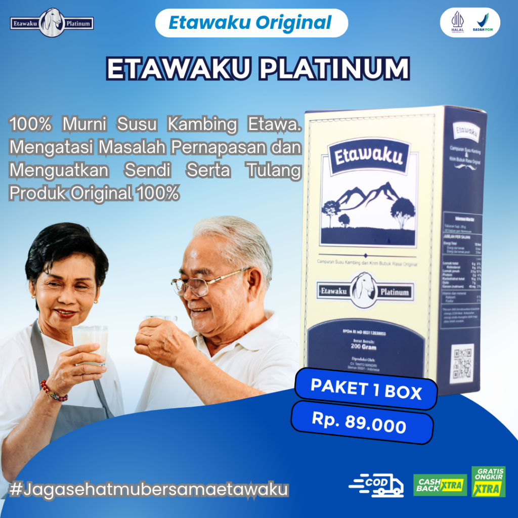 

Etawaku Susu Kambing Original Untuk Nyeri Tulang Sendi dan Pernafasan 1 Box