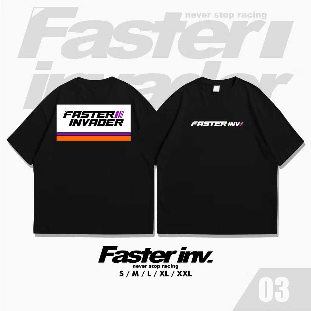 Kaos Anak Sunmori - Kaos Murah - Kaos FASTER INVADER Terbaru Black Original Motip Logo - Kaos Anak c