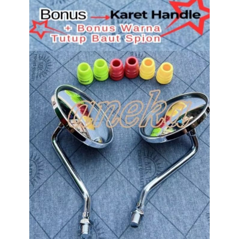 spion motor bulat mini chrome pendek universal