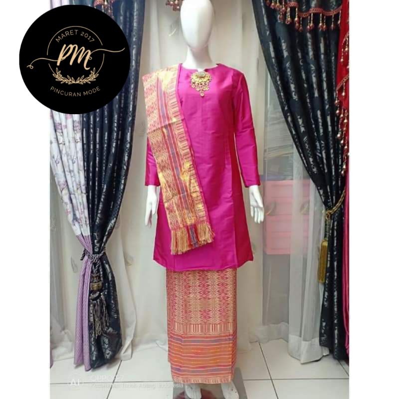 SET KEBAYA BAJU KURUNG MELAYU TAFFETA POLOS SET KEBAYA MODERN BAWAHAN SONGKET THAILAND PLUS SELENDAN