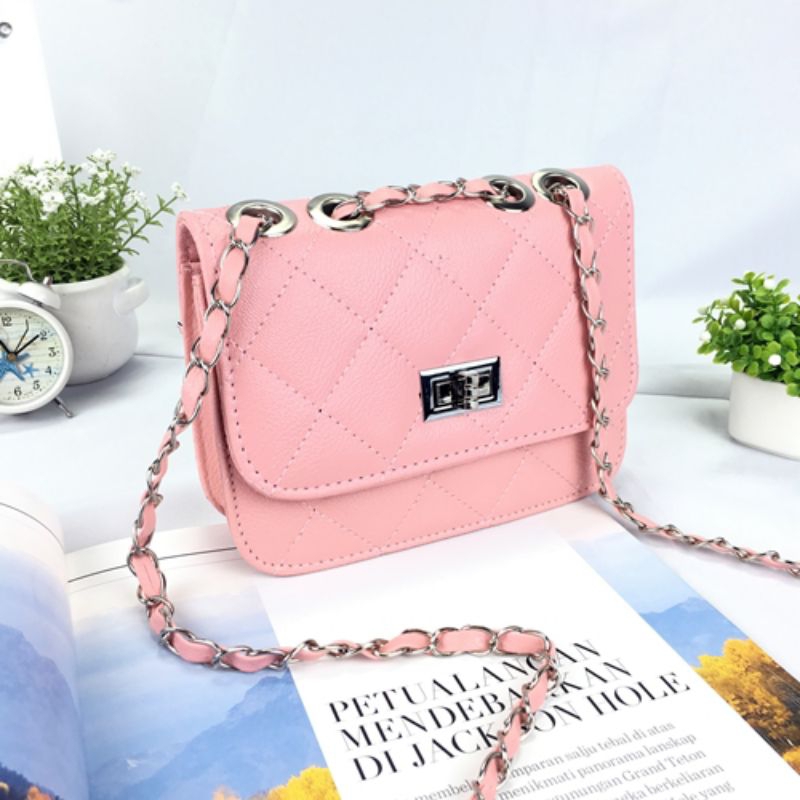 (PRELOVED) TAS RANTE ALA CHANNEL MINI - PEACH - SALEM