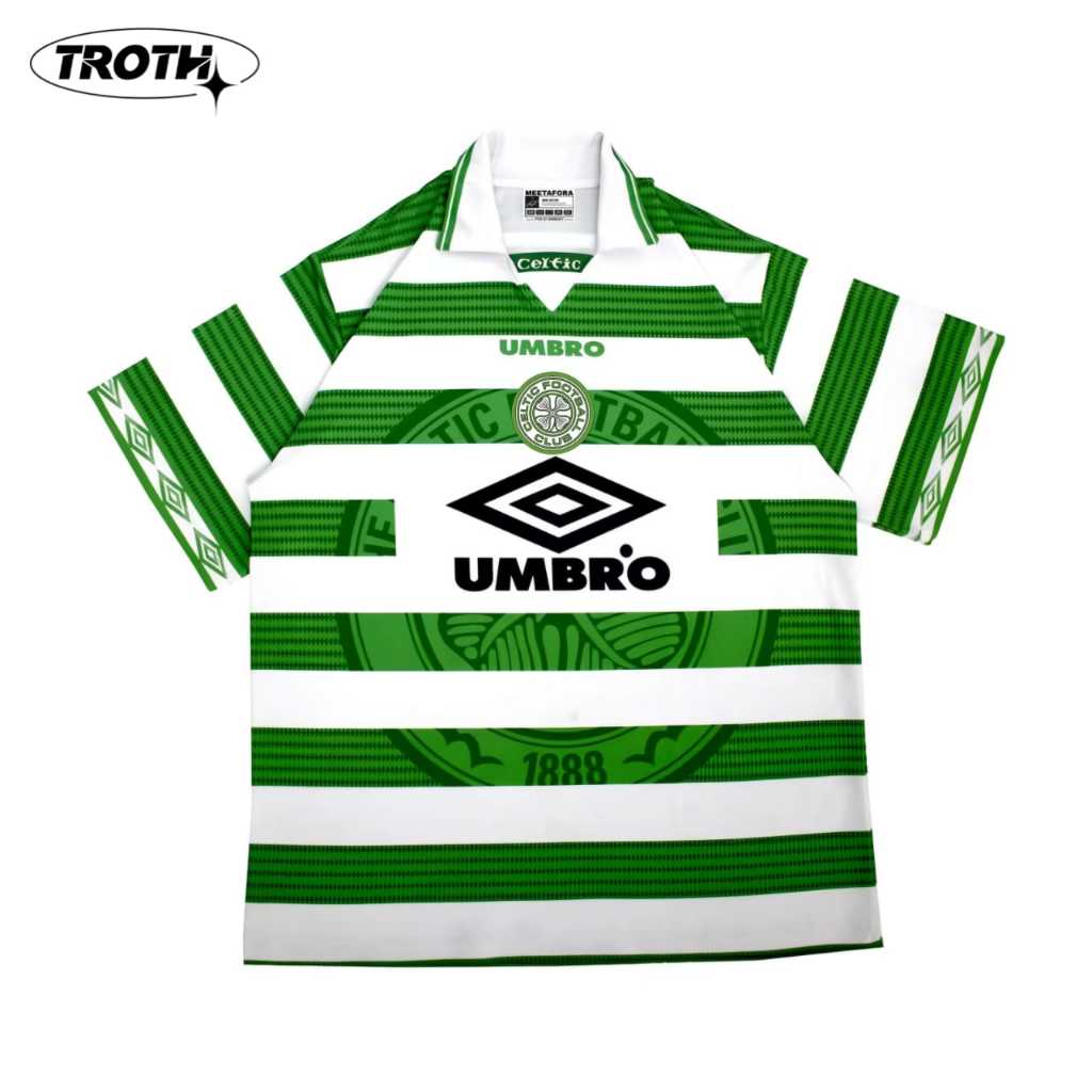 Troth jersey vintage retro celtic 1997 1998 umbro unisex pria wanita