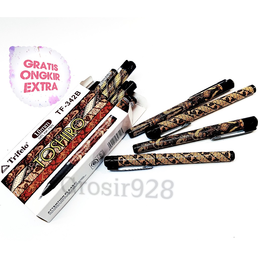 

(Per 12 buah) Pulpen Gel / Pena Jel / Balpoin Gel / Batik Signature Pen 1.0 TOSHIRO