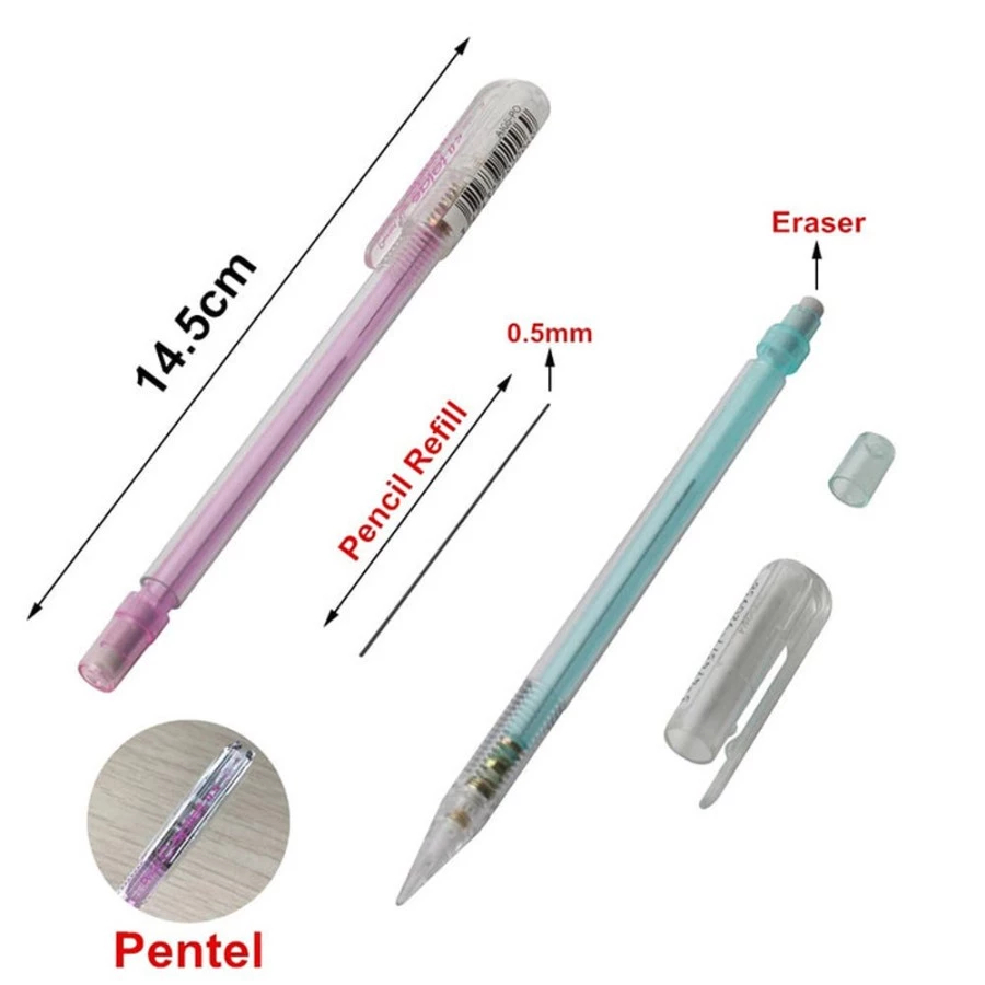 

D3W! PENTEL Pensil Mekanik Pentel 1 Set 0.5 mm (2 Pensil 1 Penghapus Caplet Tutup)