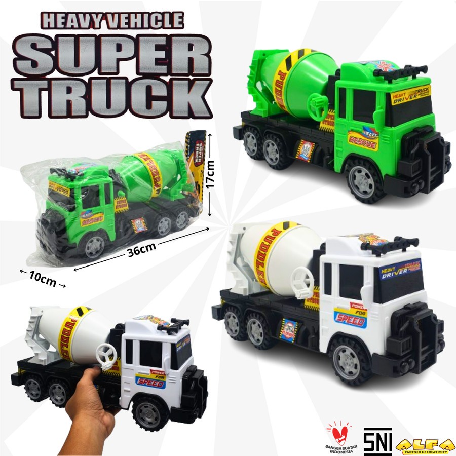 MAINAN TRUK MOLEN MIXER TRUK SEMEN BP 6087 FREE WHEEL