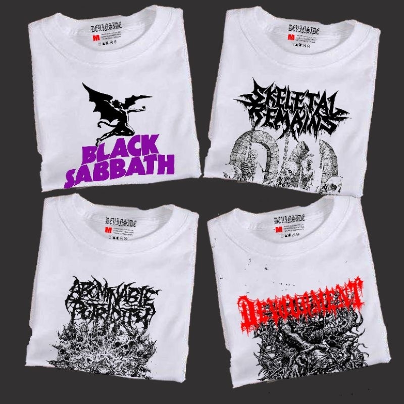 kaos tshirt band luar death metal  putih
