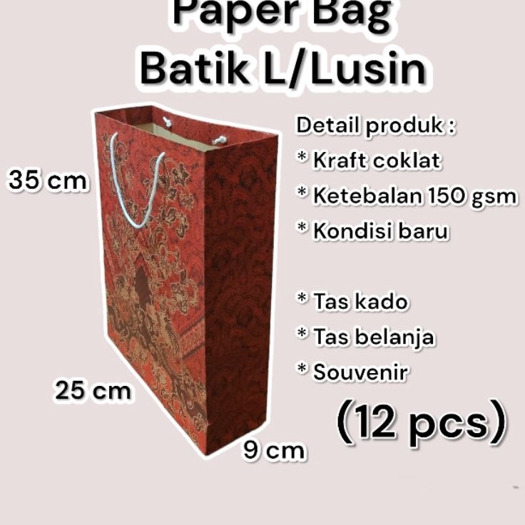 

Borong Murah Paper Bag Batik Besar LLusin 12 pcs Ukuran 25935 cm
