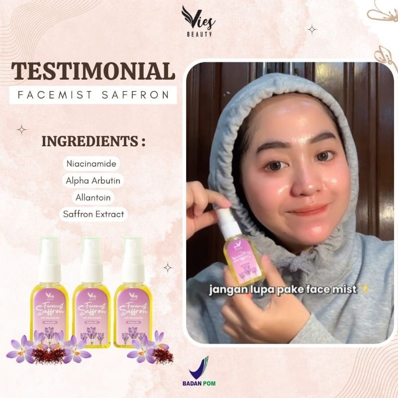[Redy Stok] FACEMIST SAFFRON BY VIES BEAUTY / FACE MIST Saffron GLOWING BPOM 30 ML