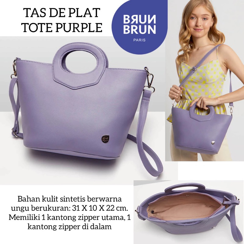 TAS DE PLAT TOTE PURPLE BRUNBRUN PARIS PROMO TAS WANITA SOPHIE MARTIN