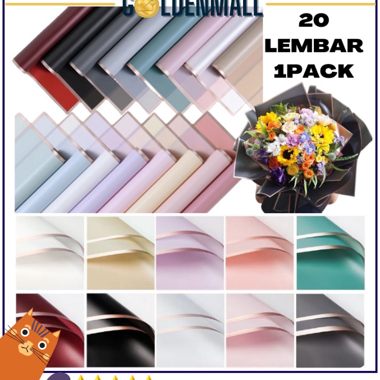 

Grosir Belanja 2 LEMBAR Flower Wrapping Paper Varian List Gold Kertas Buket Bunga Cellophane Florist KB1