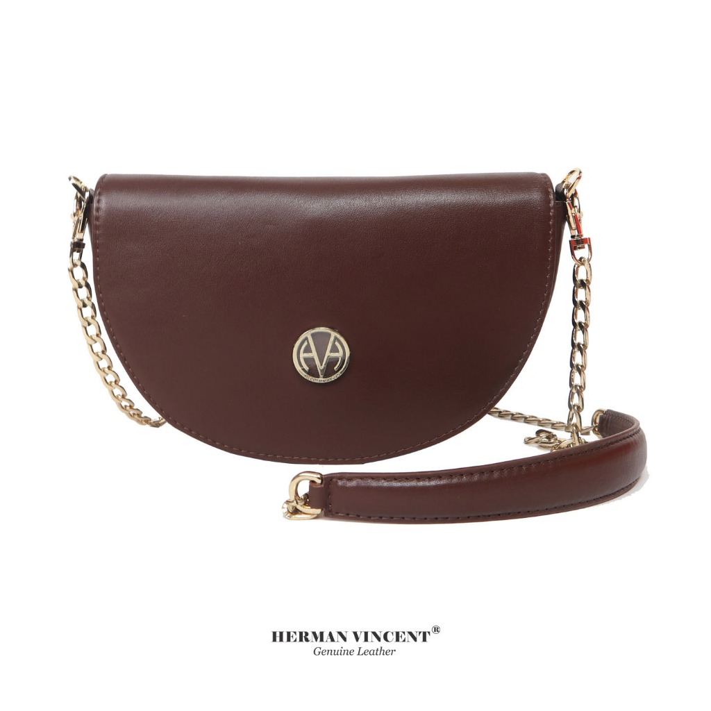 HERMAN VINCENT - Leather Sling Bag - Tas Kulit Wanita - Tas Rantai - Chain Bag (91260)