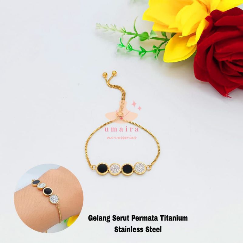 Gelang Serut Titanium - Gelang Tangan Wanita - Gelang Titanium Wanita - Gelang Wanita - Gelang Titan