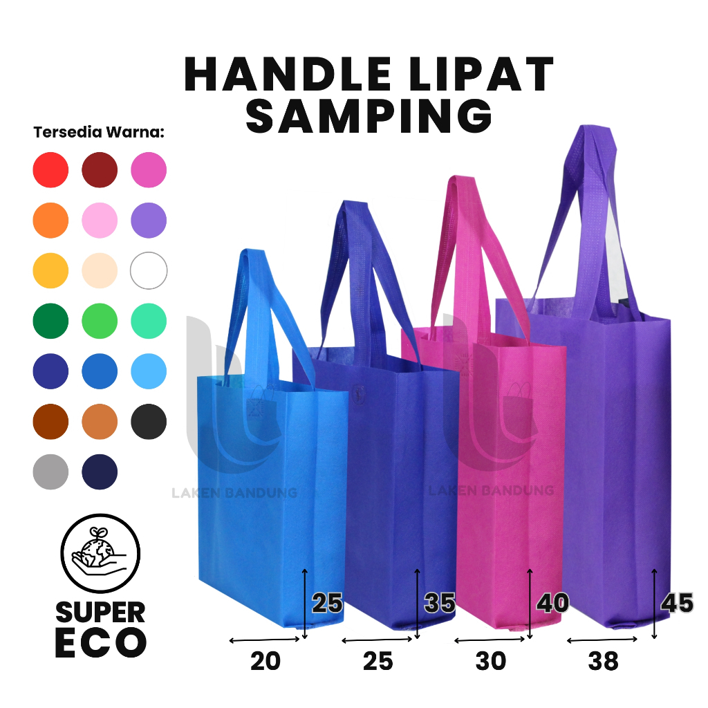 

HLS SUPER ECO Tas Spunbond Goodie Bag Laken Handle 4 Ukuran 20x25 25x35 30x40 38x45 Tebal Polos