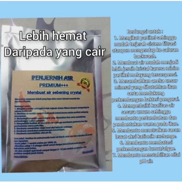 Penjernih air premium+++ 50 gram / penjernih air / penjernih air kolam ikan / penjernih air aquarium