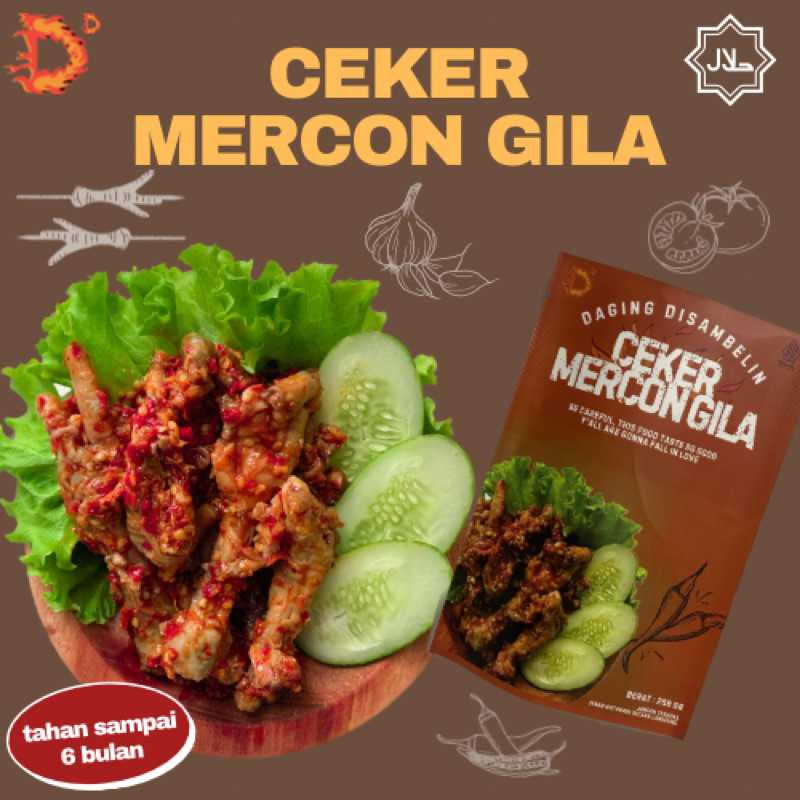 

DAGINGDISAMBELIN Ceker Mercon Gila / Ceker Mercon / Ceker Tulang Lunak / Ceker Pedas Tulang Lunak / Ceker Pedas Frozen / Ceker Presto / Ceker Pedas Daun Jeruk / Ceker Tanpa Tulang / Sambal Ceker / Sambal Instan / Sambal Sachet / Sambal Frozen