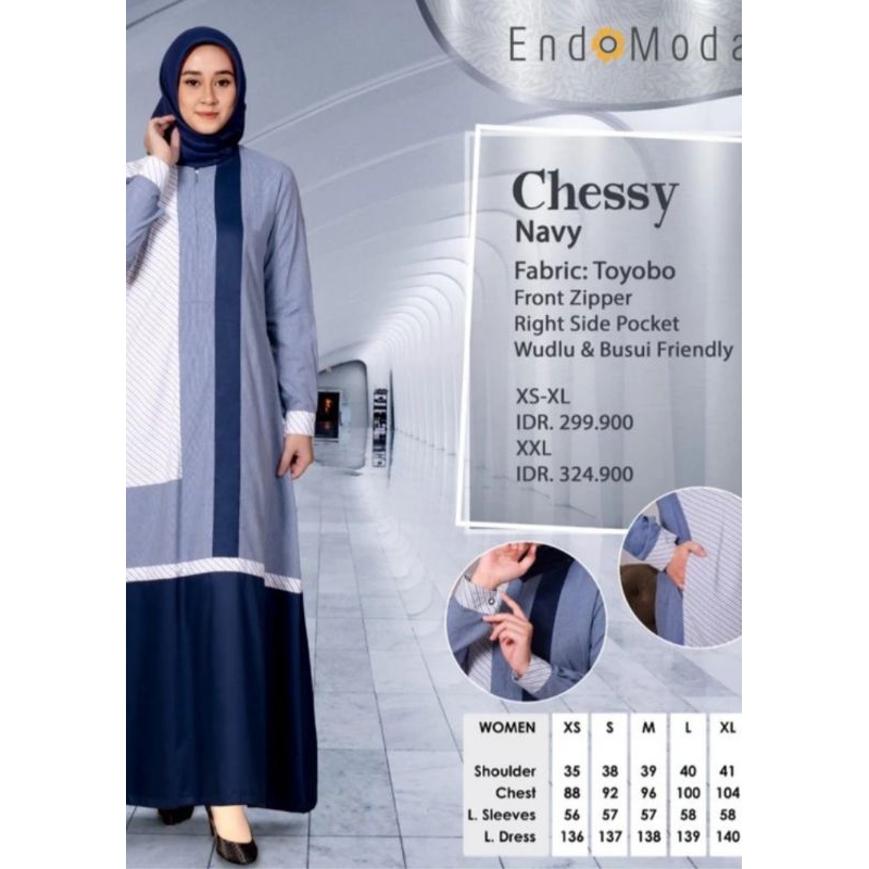Endomoda Chessy Navy M Gamis Endomoda Toyobo Diskon 20%