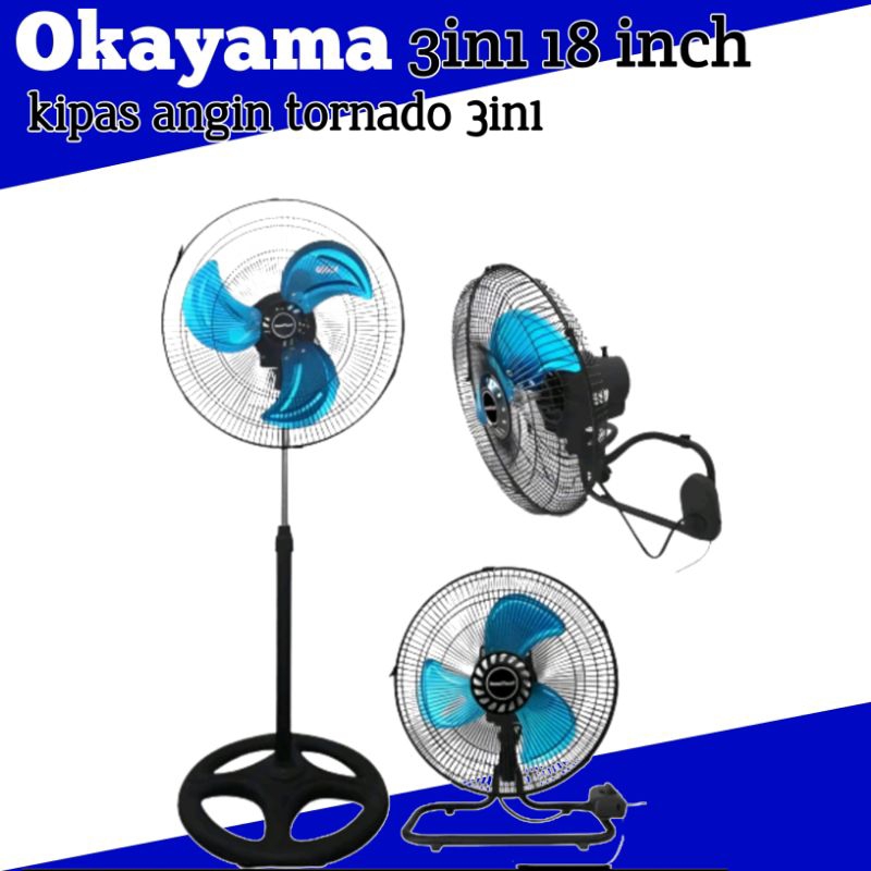 OKAYAMA kipas angin Okayama 3in1 tornado 18 inch