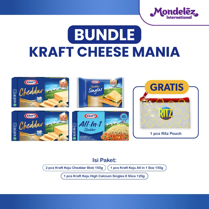 

[ BUNDLE KRAFT CHEESE MANIA ] Paket Keju Cheddar. All In One, Slice