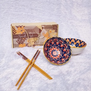 SOUVENIR SET MANGKOK KERAMIK JEPANG AESTHETHIC FREE SUMPIT | MANGKOK SET JAPAN MOTIF | SOUVENIR UNIK