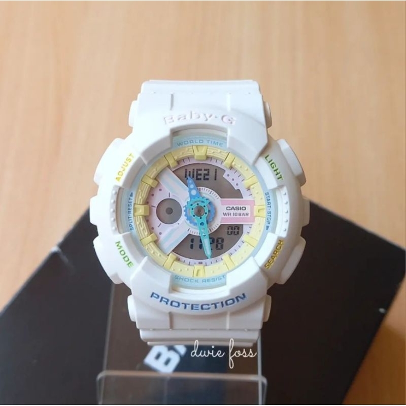 Jam Tannban C Baby G White Multi Color Watch BA-110TM-7ADR Original