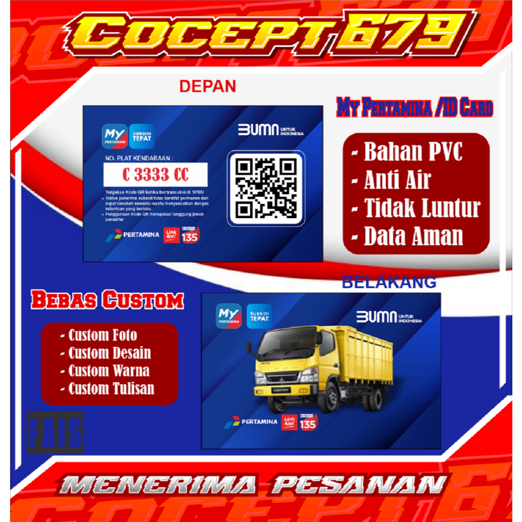 

Kartu ID Card - Kartu Barcode My Perta Truck - Bahan PVC - Bebas Request