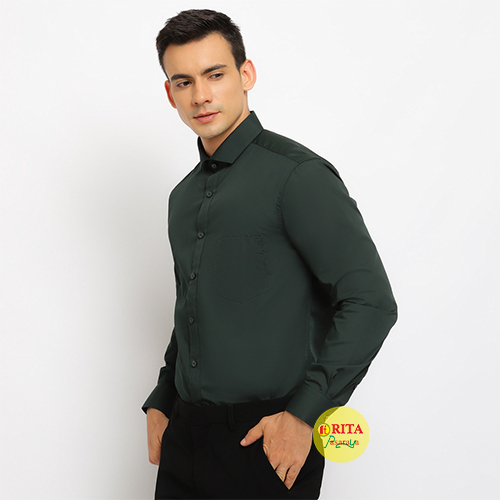 Carlos Moreno Kemeja Polos Pria SlimFit Lengan Panjang - Dark Green