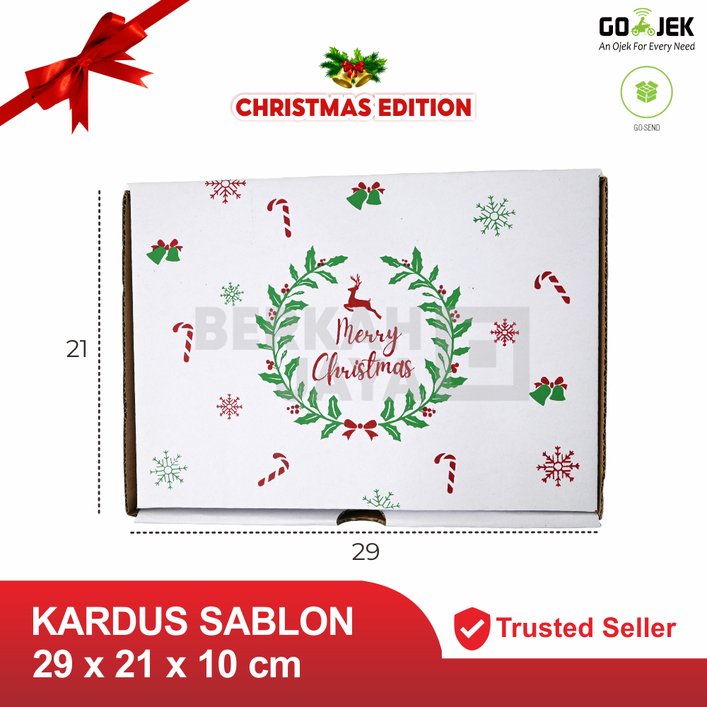 

Box Kado Natal uk. 29x21x10 cm / Gift Box / Hampers Box / Kardus Sablon / Corrugated Box Packaging Die Cut / Kardus Hampers / Kardus Natal / Hampers Natal / Hampers Chrismas / Kardus Sablon Natal Chrismas (Kardus Cristmas Wreath 29 x 21 x 10 cm)