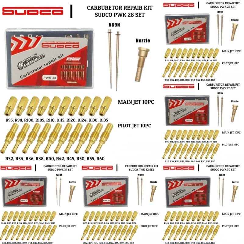 Sudco Pilotjet Mainjet PJ MJ Pilot jet Main jet Carburetor Carburator Karbulator Karbu PWK 24 PWK 26