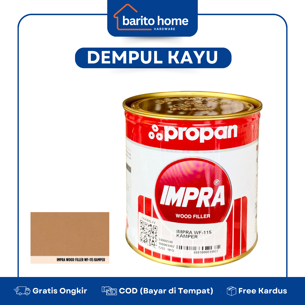 PROPAN Impra Wood Filler WF-115 Warna Kamper 1 Kg / Dempul Pengisi Pori-Pori Kayu Bangunan Untuk Kus