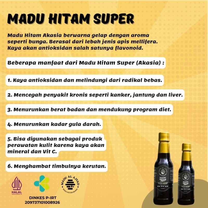 

Madu Hitam Manis Super Akasia 350ml