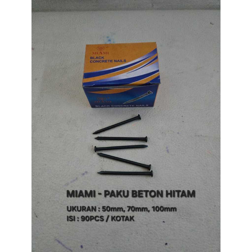 Miami Paku Beton Hitam 50mm 70mm 100mm per Kotak isi 90 pcs / Paku Kecil Murah 5cm 7cm 10cm / Paku H