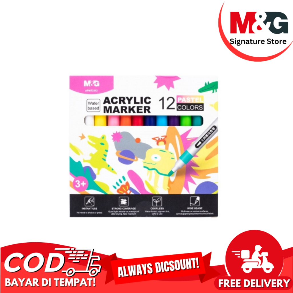 

Spidol Akrilik M&G Acrylic Marker M&G Set 12 Warna 2 Variasi #APMT3311 #APMT3312