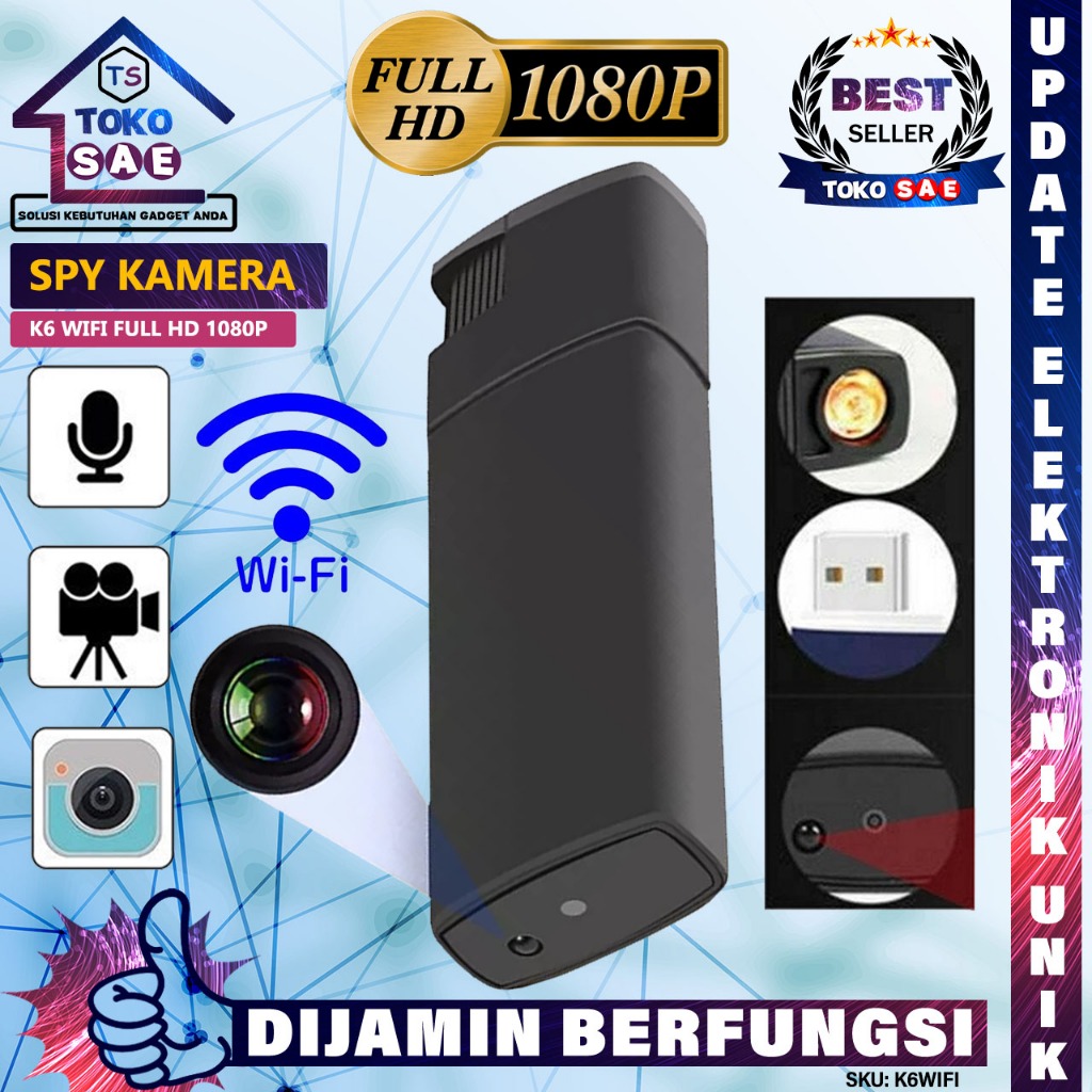 K6 Kamera Wifi Mini V18 K6 Full HD 1080P Spy Camera Pengintai Mata mata Model Korek Elektrik Lighter