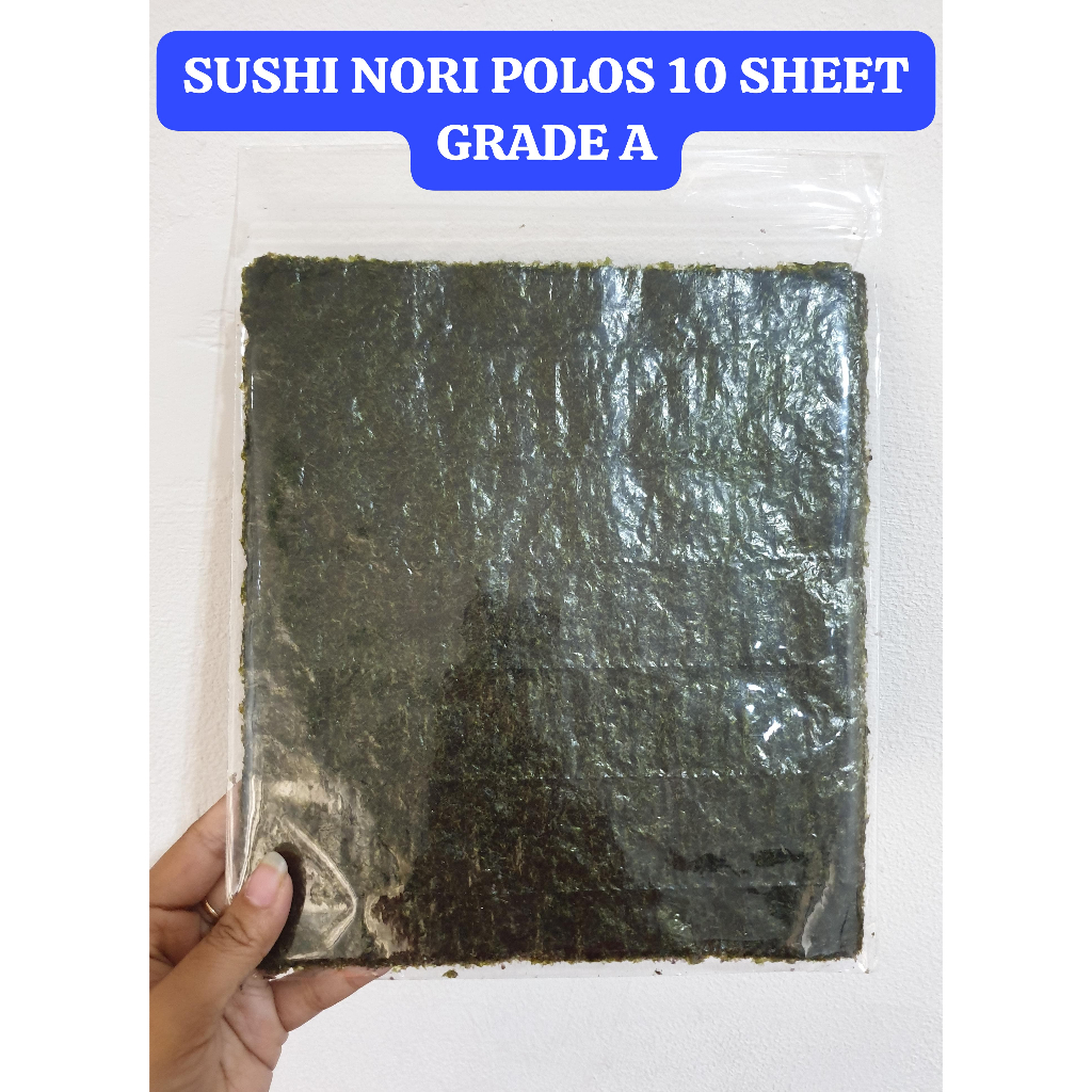 

SUSHI NORI 10 LEMBAR HALAL (HR) SUSHI NORI POLOS RUMPUT LAUT PANGGANG ROASTED SEAWEED 21X19 CM