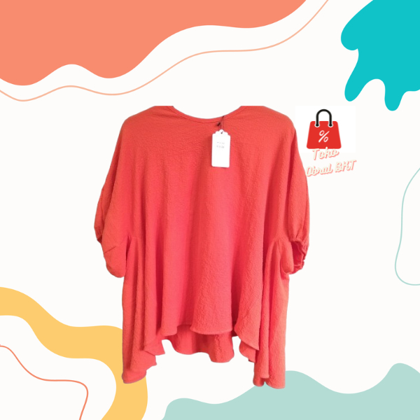 Baju Atasan Wanita Lengan Pendek Karet Bahan Crinkle Silk