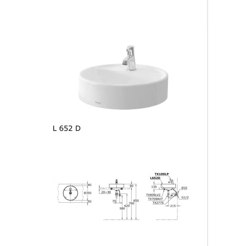 Washtafel Toto Ori L 652 D/Wastafel Mangkok Minimalis