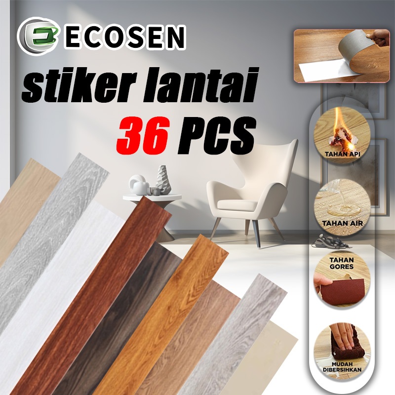 1 KOTAK (36 Pcs) Stiker Lantai Vinyl / Parket dengan Perekat / Stiker Lantai Vinyl PVC Berkualitas T