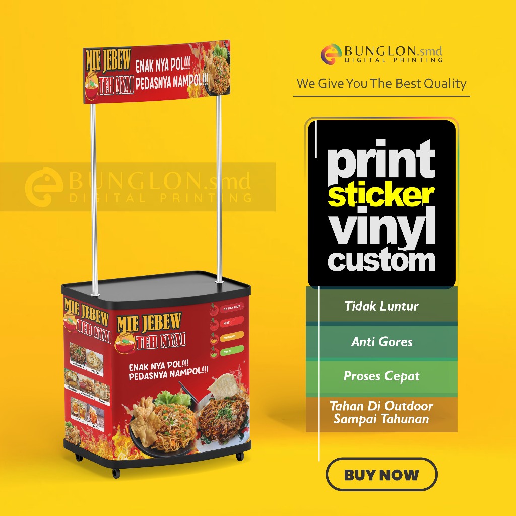 

CETAK STIKER MEJA BOTH MIE JEBEW MEJA JUALAN EVENT DESK FREE REQUEST DESAIN
