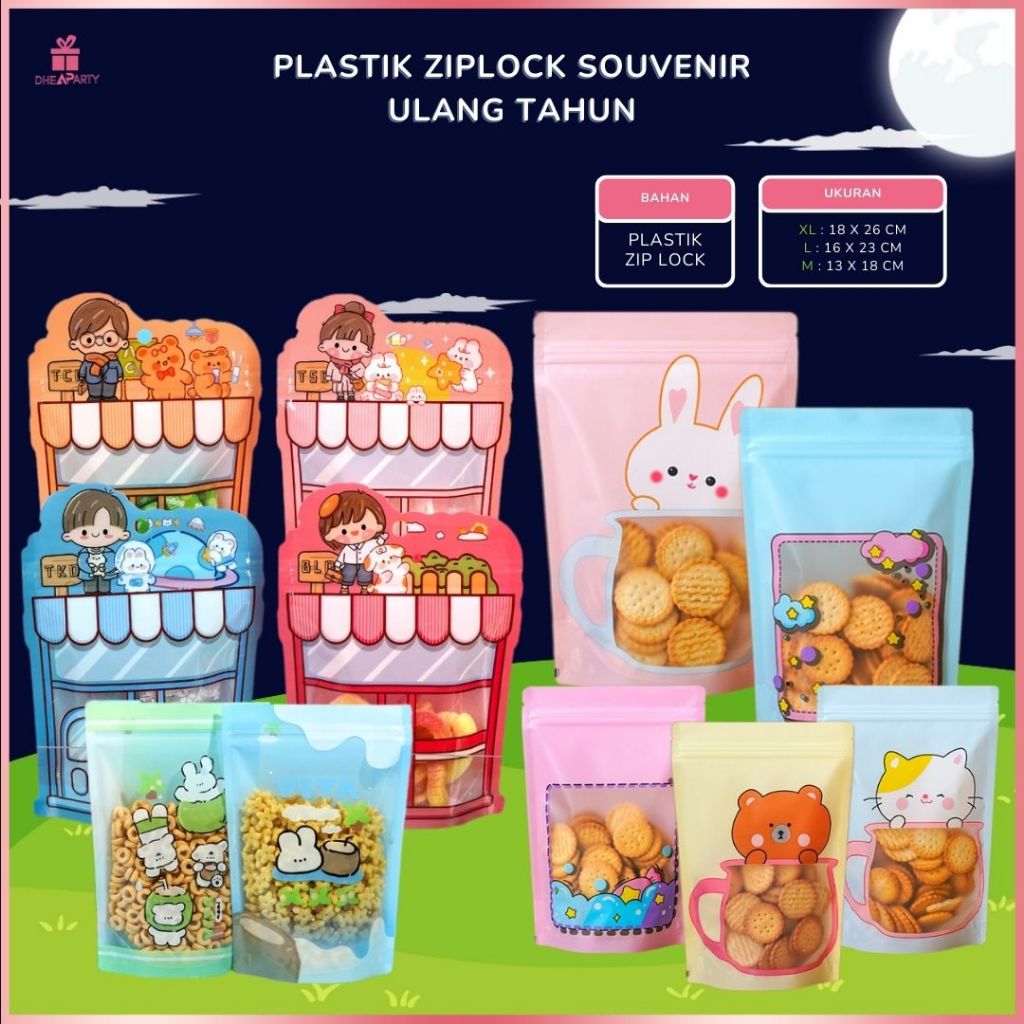 

DP Plastik Pouch Zip Isi 10 PCS Kantong Souvenir Ulang Tahun / Plastik Ziplock Kemasan Snack Hadiah Ulang Tahun Karakter Lucu PP32