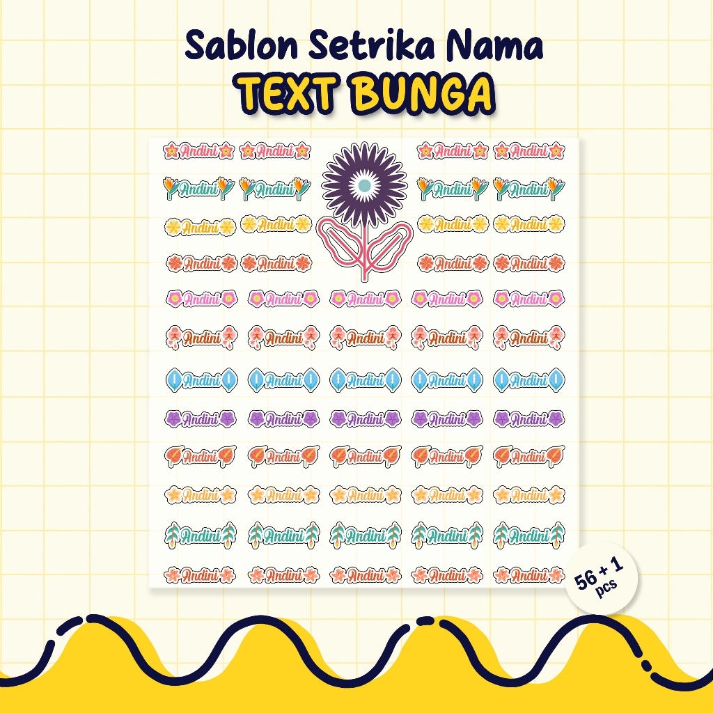 

Sablon Setrika Nama, Sablon DTF Nama, Tema Text Bunga by Sablon Nama