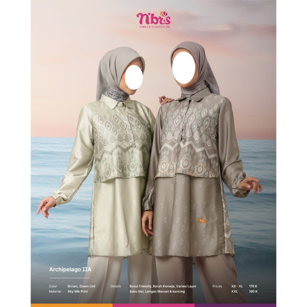 ARCIPELAGO IIA NIBRAS/TUNIK CANTIK KEKINIAN MOTIF