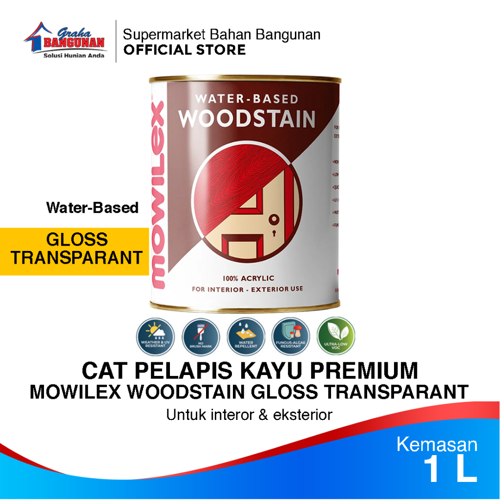 Cat Pelapis Kayu Premium Mowilex Woodstain Warna Transparant