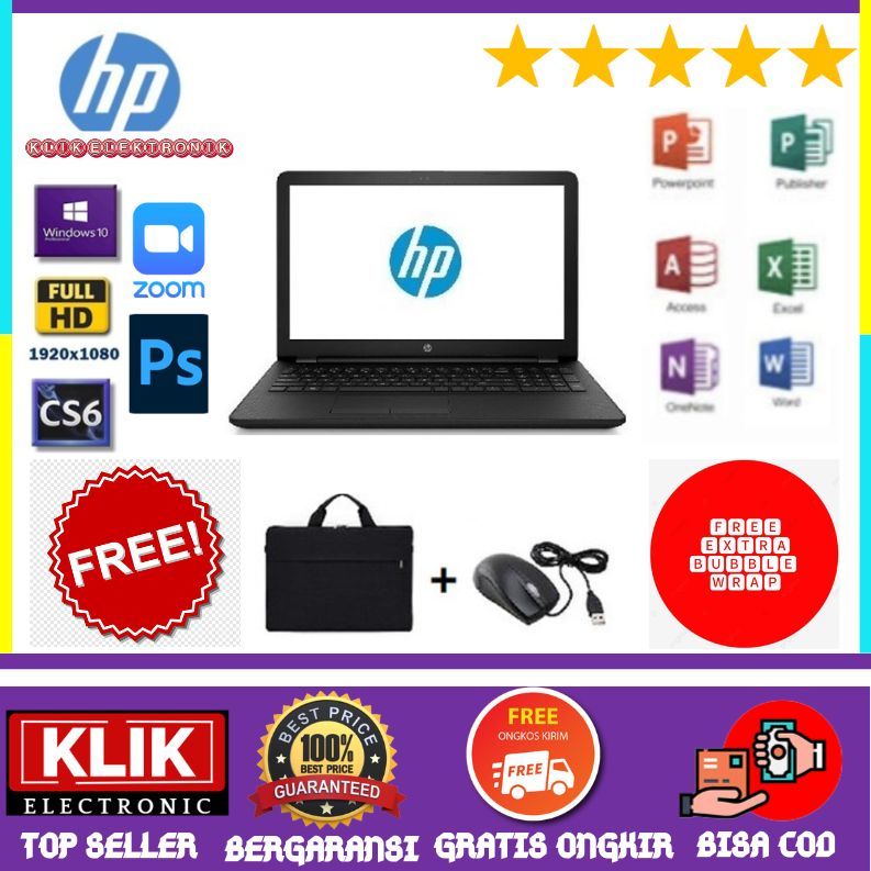 TERMURAH  LAPTOP HP Intel Core i3 / RAM 8GBHDD - 1000GB / 14 INCH / Windows 10 / Bonus Tas dan Mouse