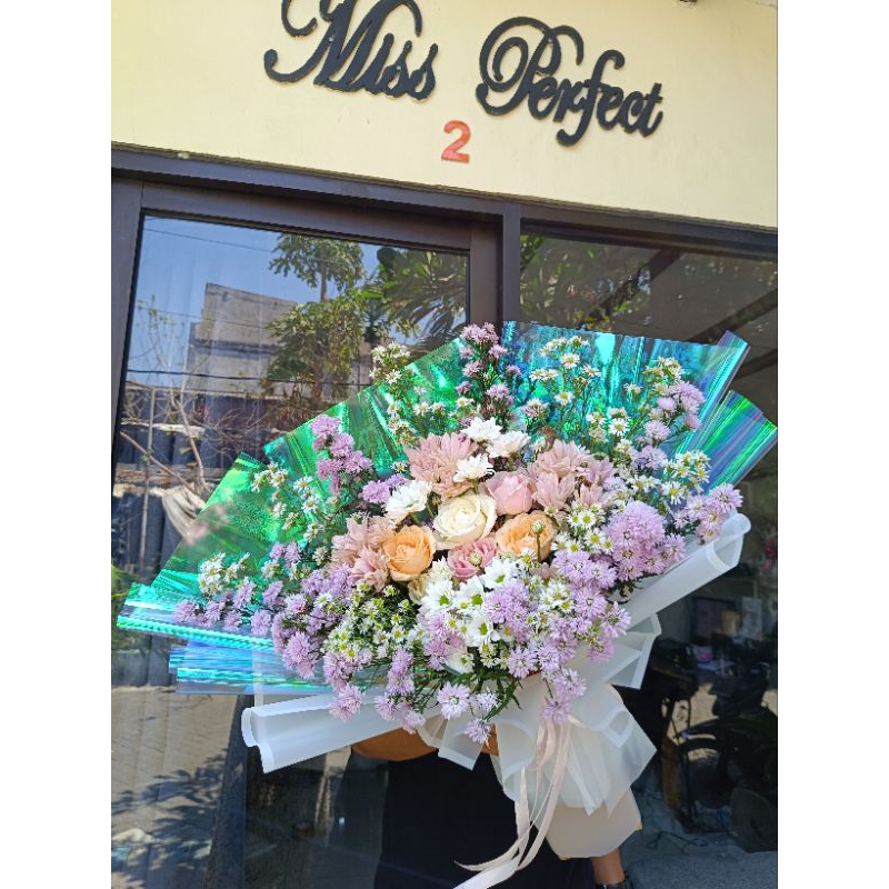 buket bunga mawar mix aster asli segar fresh flower bouquet Surabaya