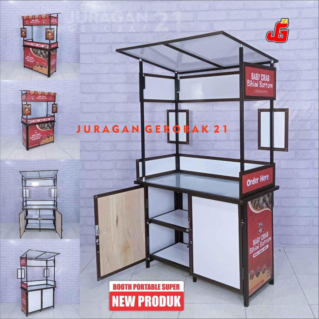 Booth Portable Juragan Gerobak 21 Lipat Bongkar Pasang Spesial Tulang Aluminium Hitam