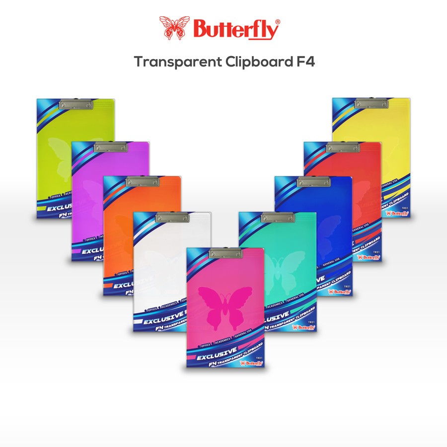 

Butterfly Exclusive Clipboard Papan Jalan Ukuran F4 Transparan (1 PCS) / Papan Jalan Butterfly F4 / Papan Ujian F4 Transparan