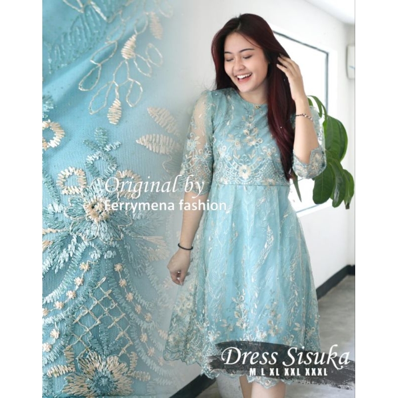 Dress Brukat Tille TOWTON Sisuka Dress Jumbo LD 130 Dress Pesta natal